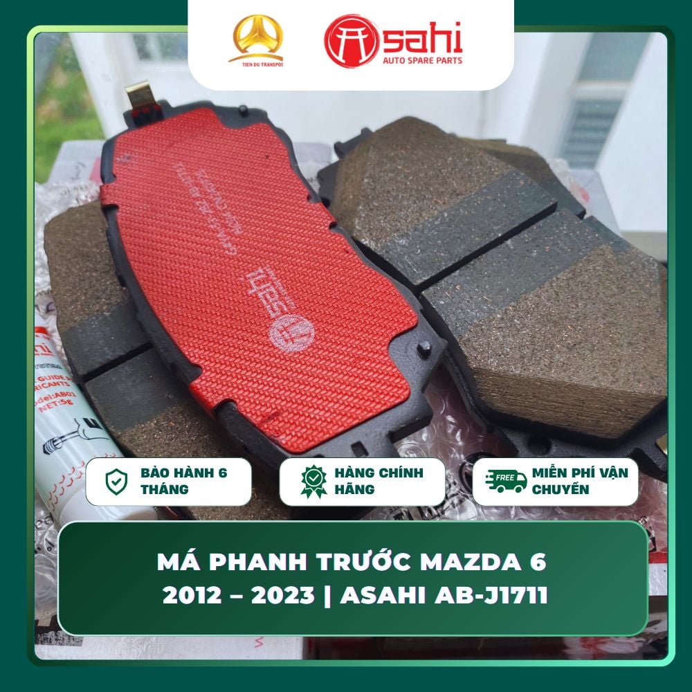  Má Phanh Trước Asahi AB-J1711 Cho Mazda 6 (2012–2023) – Bố Thắng Đĩa Chuẩn Zin, Êm Ái, An Toàn 