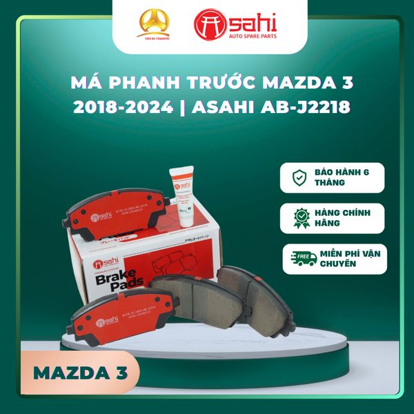  Má Phanh Trước Asahi AB-J2218 Cho Mazda 3 (2019–2024) – Bố Thắng Đĩa Chính Hãng, Êm Ái, Chuẩn Zin 