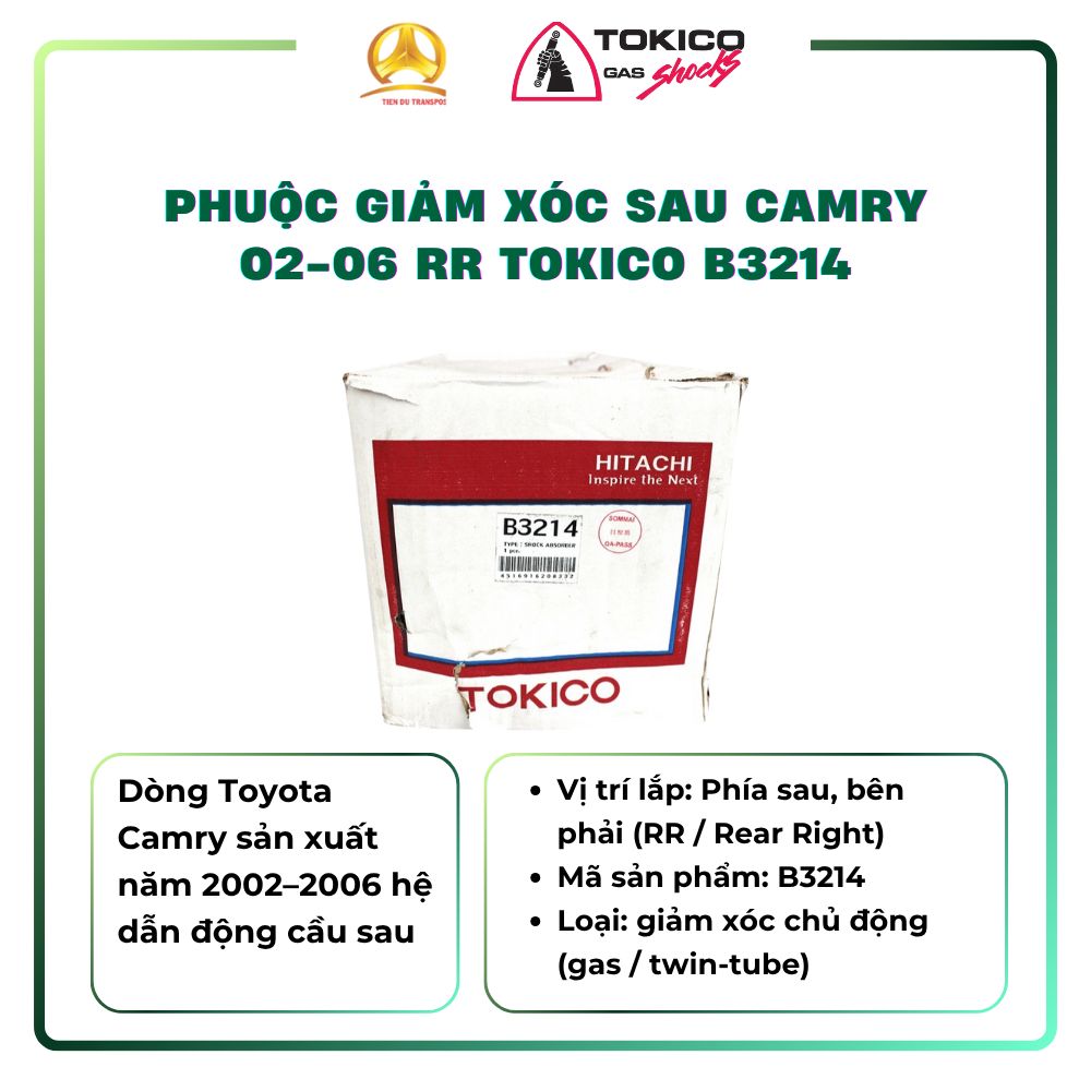  PHUỘC GIẢM XÓC SAU CAMRY 02-06 RR TOKICO B3214 