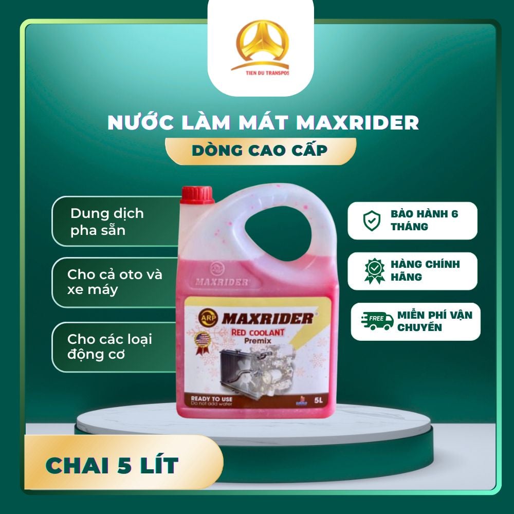  Nước Làm Mát Động Cơ Đỏ Maxrider Chính Hãng – Coolant Red – Chống Sôi, Chống Đóng Cặn, Can 1L/5L 