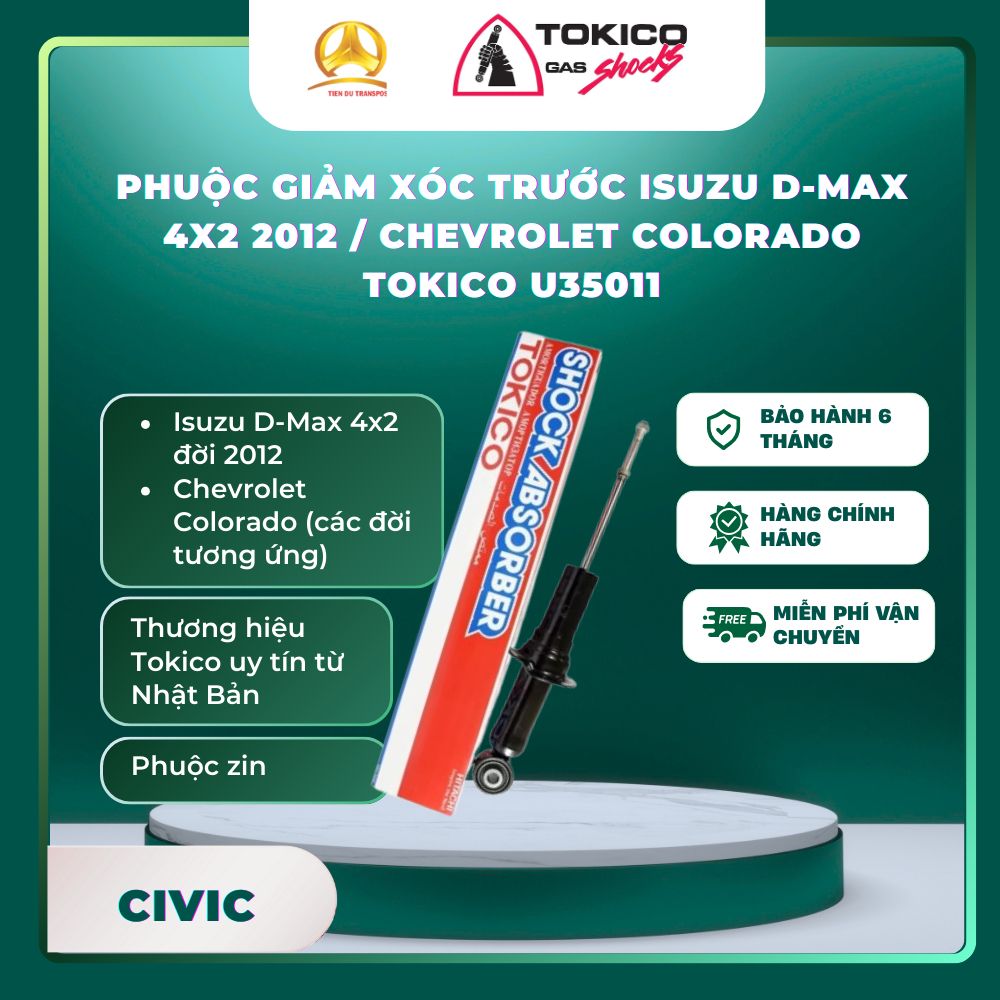  PHUỘC GIẢM XÓC TRƯỚC D-MAX 4X2 2012 / COLORADO TOKICO U35011 