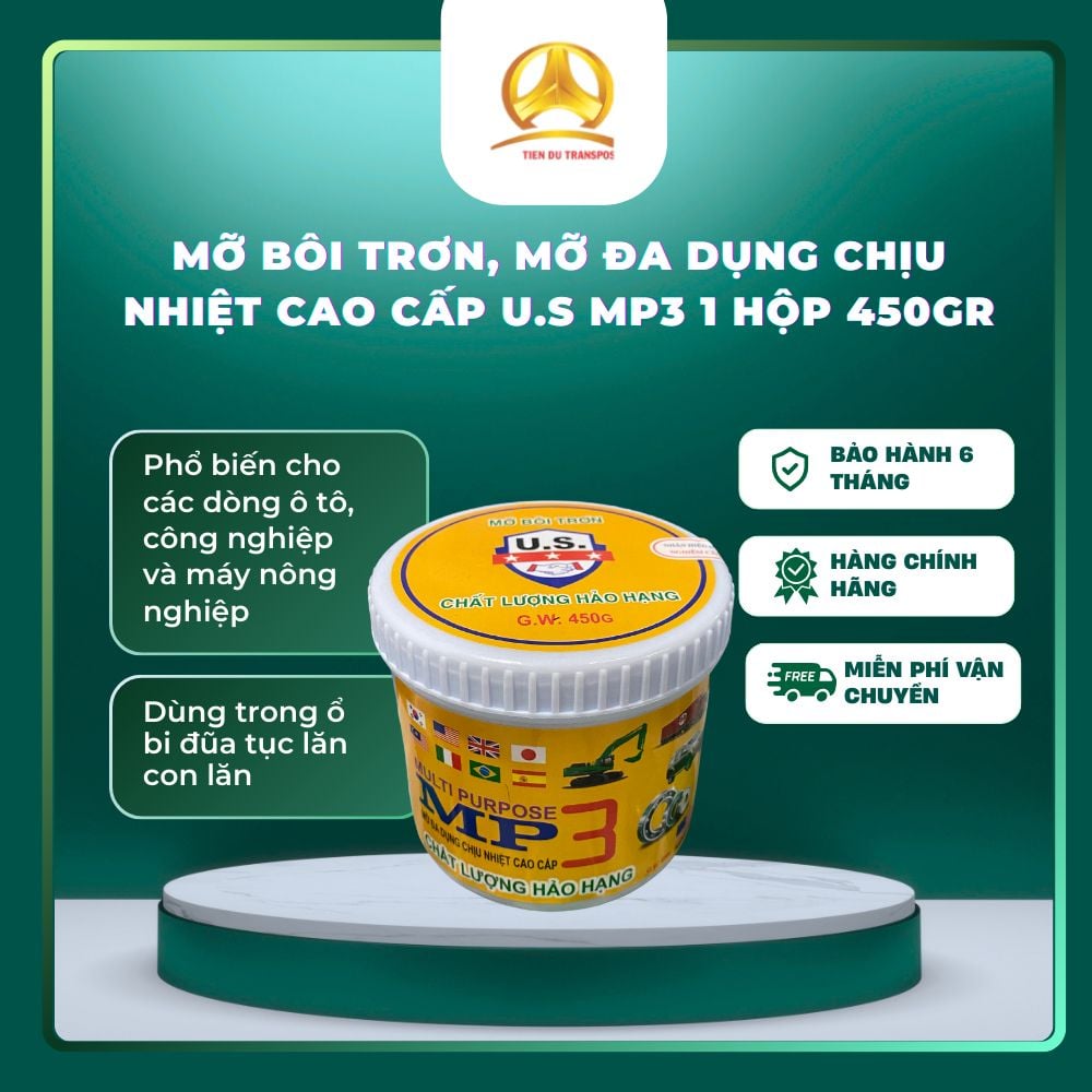  Mỡ Bôi Trơn Đa Dụng Chịu Nhiệt Cao Cấp U.S MP3 – Lithium Grease 450g – Chống Oxy Hóa, Chịu Tải Nặng 