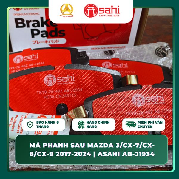  Má Phanh Sau Asahi AB-J1934 Cho Mazda 3/CX-7/CX-8/CX-9 (2017–2024) – Bố Thắng Đĩa Chuẩn Zin, Êm Ái, Chính Hãng 