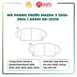  Má Phanh Trước Asahi AB-J2218 Cho Mazda 3 (2019–2024) – Bố Thắng Đĩa Chính Hãng, Êm Ái, Chuẩn Zin 
