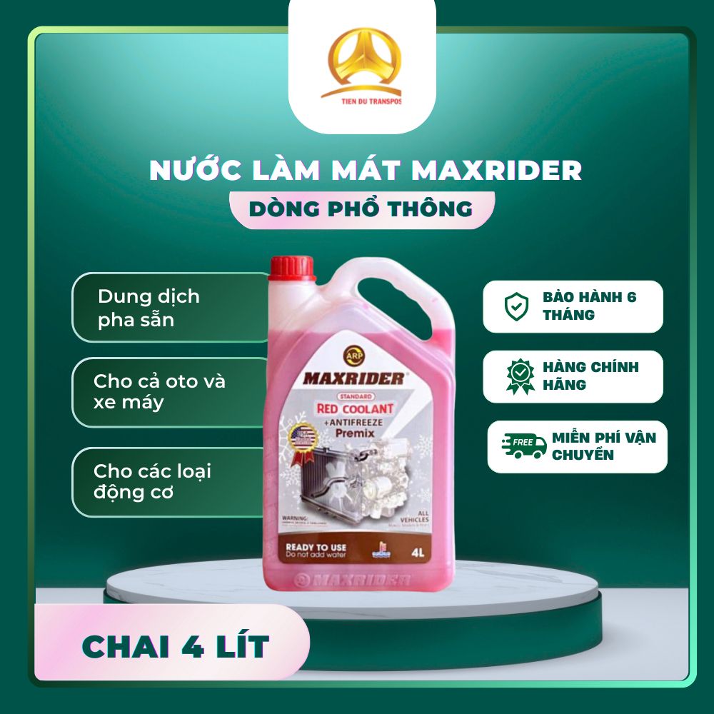  NƯỚC LÀM MÁT MAXRIDER 4L – BẢO VỆ ĐỘNG CƠ TOÀN DIỆN  Dung dịch làm mát Maxrider Coolant là lựa chọn an toàn và hiệu qu 