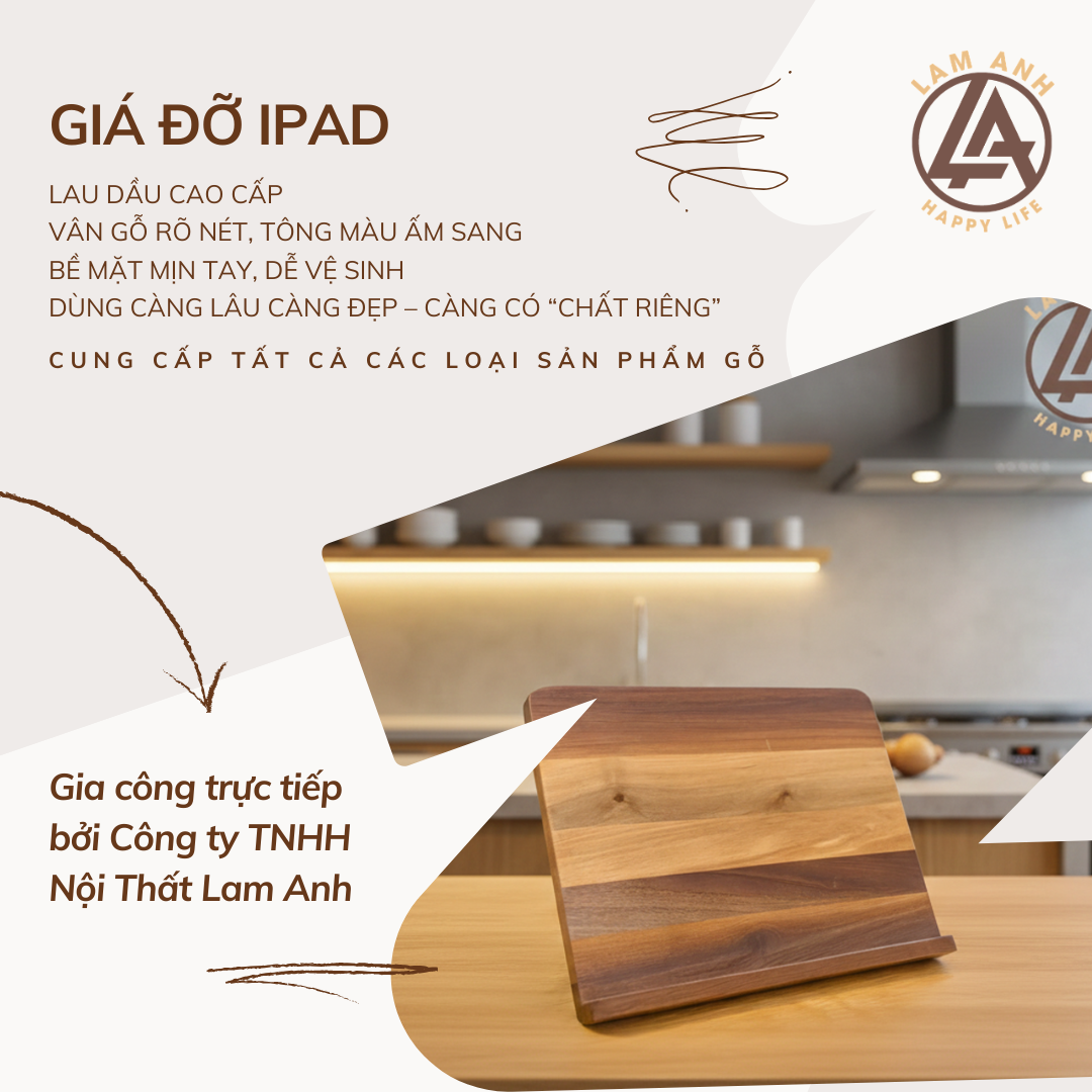 Giá đỡ gỗ óc chó – iPad, tablet, đọc sách – Cao cấp & sang trọng