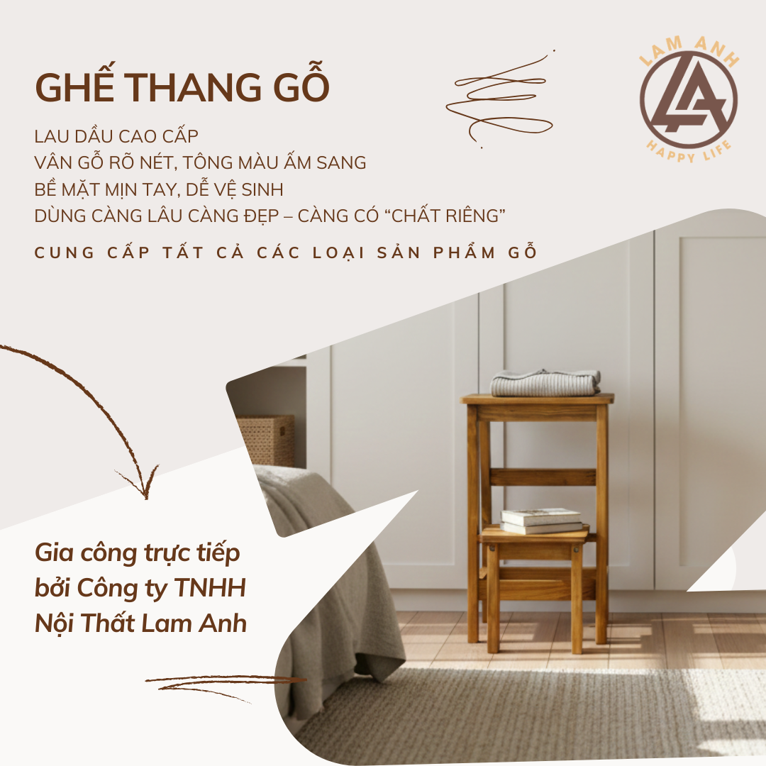 Ghế thang gỗ thông Mỹ 2 tầng