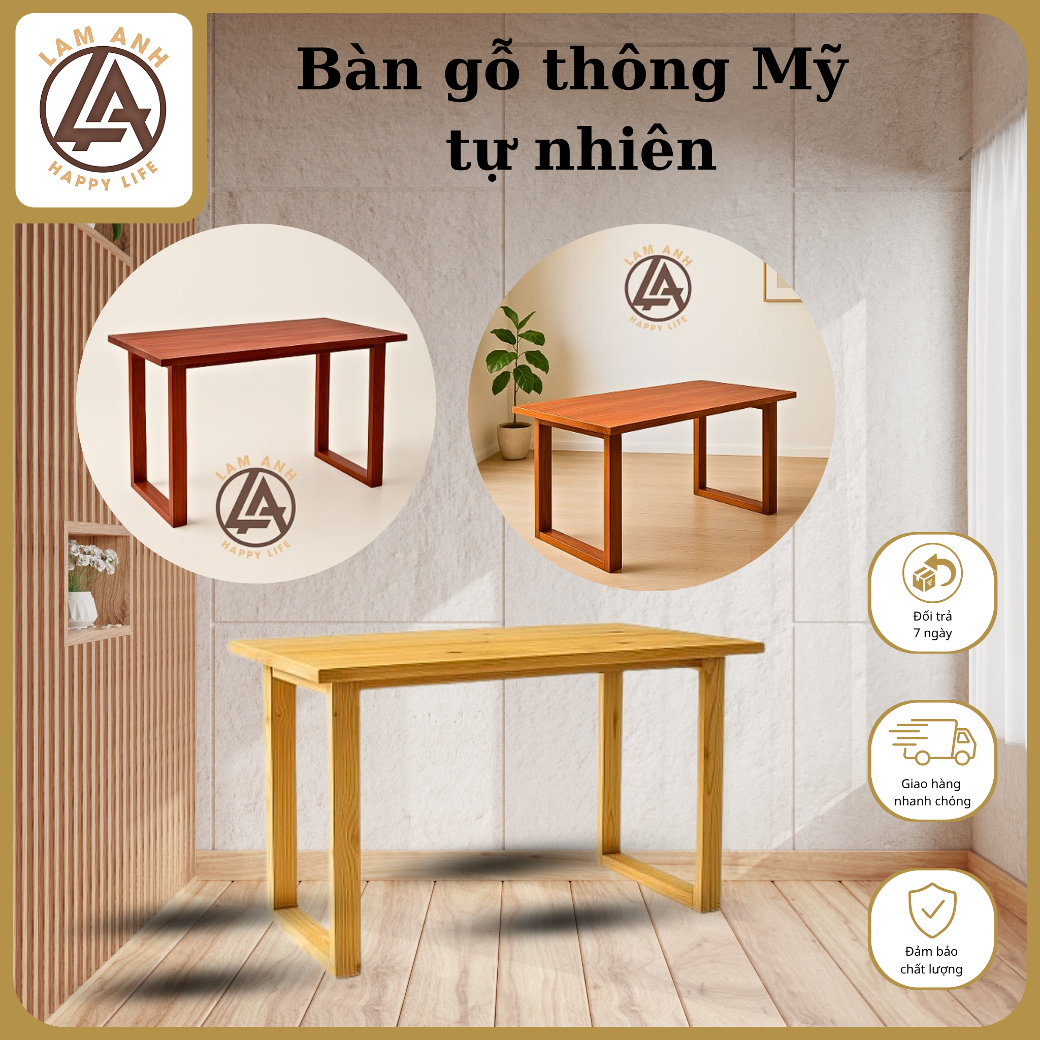 Bàn gỗ thông Mỹ – Đẳng cấp & Linh hoạt cho mọi không gian