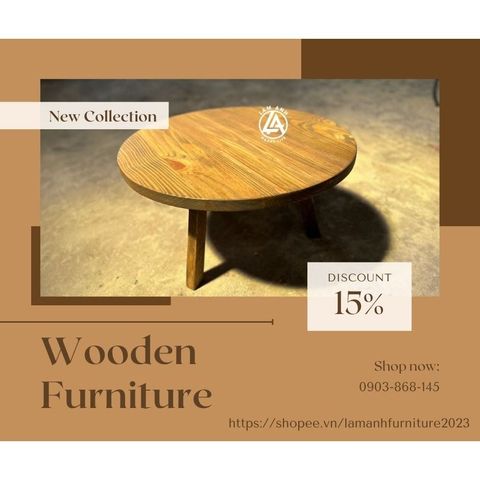  Bàn tròn gỗ thông Mỹ nguyên khối – Thiết kế sang trọng, bền chắc. 