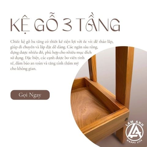  Kệ gỗ Thông Mỹ 3 tầng 