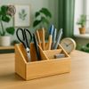 Hộp đựng bút gỗ tự nhiên – 3 ngăn, bền đẹp, tiện nghi