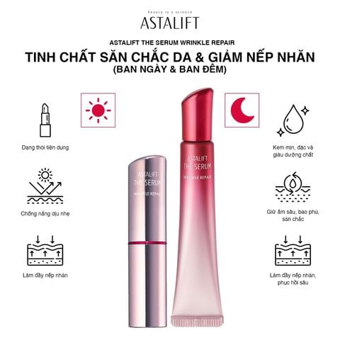 Bộ tinh chất dưỡng ngày và đêm giúp săn chắc da & giảm nếp nhăn ASTALIFT THE SERUM WRINKLE REPAIR (Bộ 23G)