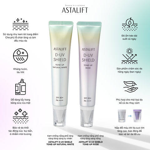 Kem chống nắng phổ rộng nâng tông sáng tự nhiên ASTALIFT D-UV SHIELD TONE-UP NATURAL WHITE (Tuýp 30G)