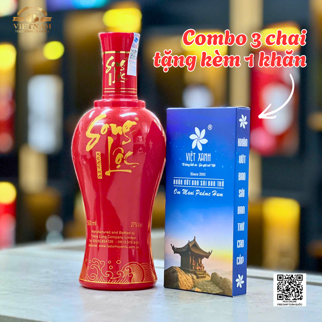 |Tặng 1 Kệ Gỗ Mini Và 1 Khăn Bao Sái| Combo 3 Chai Rượu mơ Song Lộc