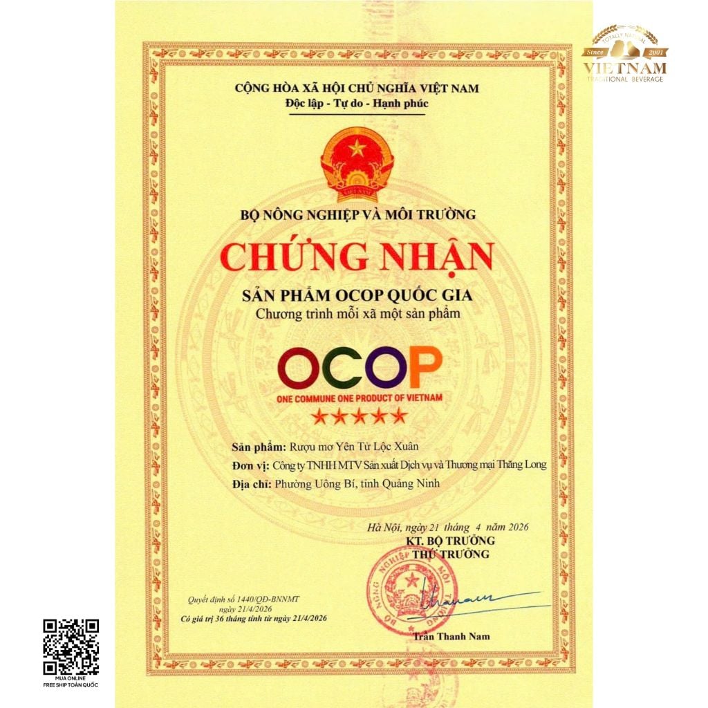|Tặng Túi Hộp| Rượu Mơ Yên Tử Lộc Xuân 750ml - Rượu Mơ Đặc Sản 5 Sao OCOP Quốc Gia