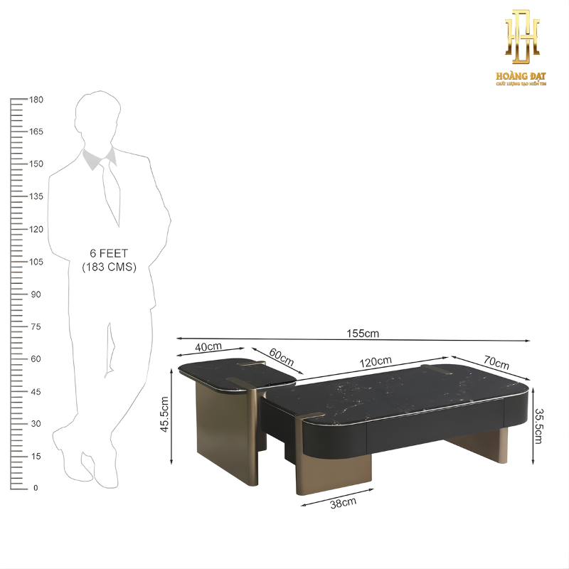 Bộ bàn gỗ công nghiệp cao cấp Hoàng Đạt - BBG007