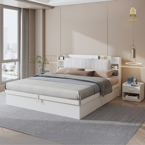 Giường ngủ gỗ MDF bọc nệm cao cấp Hoàng Đạt - GN008