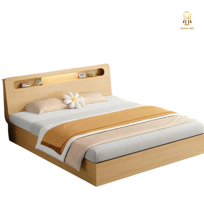Giường ngủ gỗ MDF (kèm led) cao cấp Hoàng Đạt - GN009