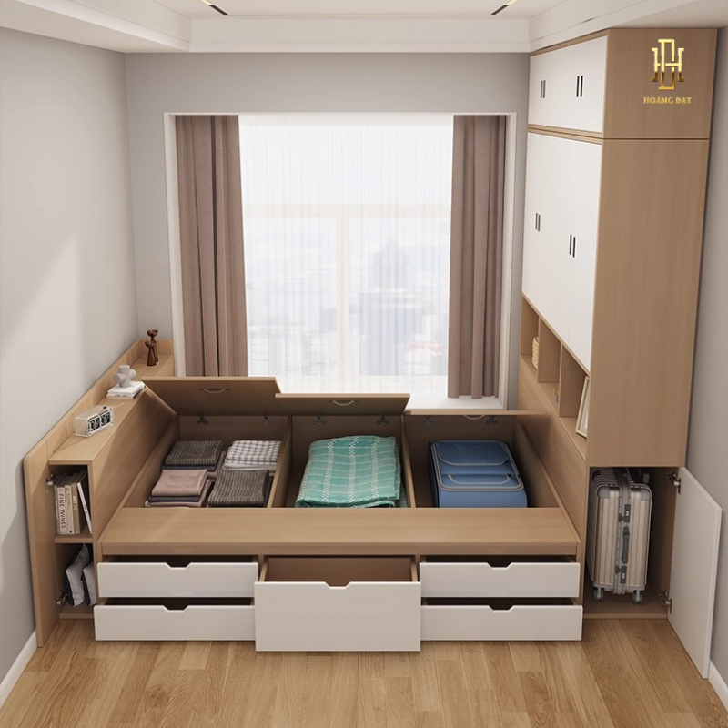 Giường ngủ liên tủ cao cấp Hoàng Đạt - GN006