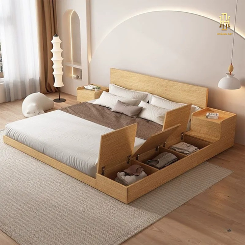 Giường ngủ gỗ MDF kèm tab cao cấp Hoàng Đạt - GN007