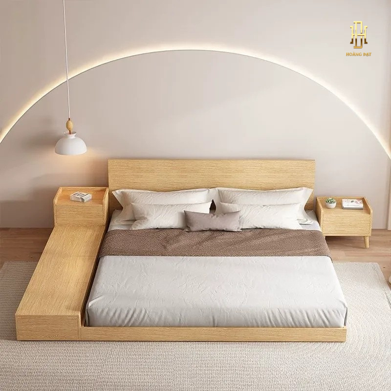 Giường ngủ gỗ MDF kèm tab cao cấp Hoàng Đạt - GN007