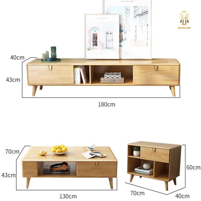 Combo kệ tivi và bàn trà gỗ công nghiệp cao cấp - TV002