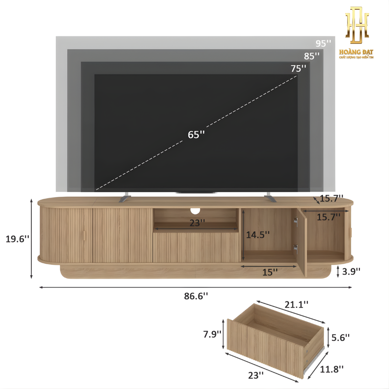 Kệ tivi gỗ công nghiệp cao cấp Hoàng Đạt - TV026