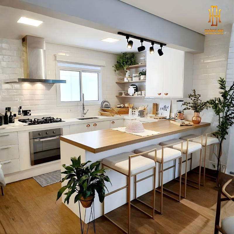 Tủ bếp hiện đại gỗ công nghiệp Hoàng Đạt - TBG013