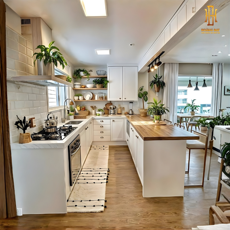 Tủ bếp hiện đại gỗ công nghiệp Hoàng Đạt - TBG013