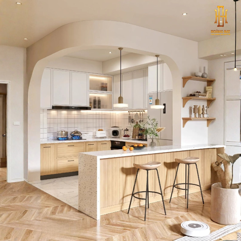 Tủ bếp hiện đại gỗ công nghiệp Hoàng Đạt - TBG014