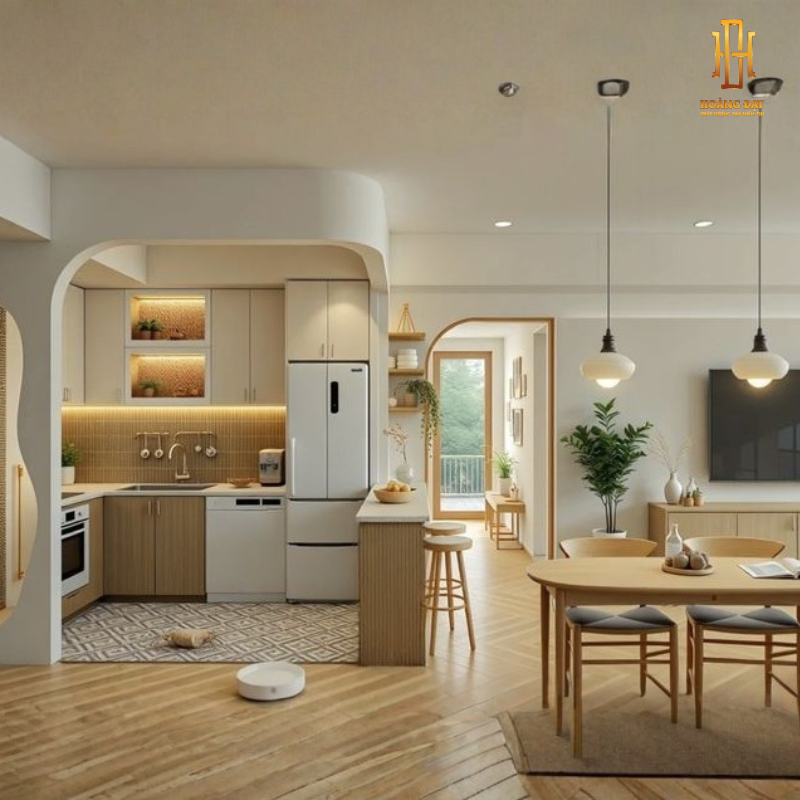 Tủ bếp hiện đại gỗ công nghiệp Hoàng Đạt - TBG014