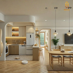 Tủ bếp hiện đại gỗ công nghiệp Hoàng Đạt - TBG014