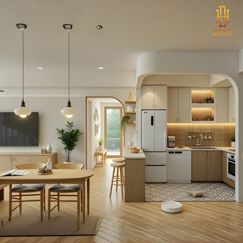 Tủ bếp hiện đại gỗ công nghiệp Hoàng Đạt - TBG014