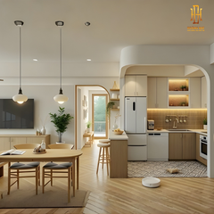 Tủ bếp hiện đại gỗ công nghiệp Hoàng Đạt - TBG014