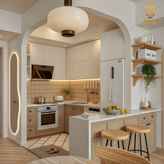 Tủ bếp hiện đại gỗ công nghiệp Hoàng Đạt - TBG014