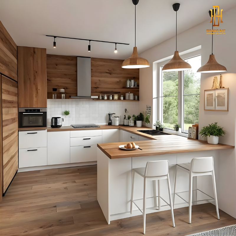 Tủ bếp hiện đại gỗ công nghiệp Hoàng Đạt - TBG015