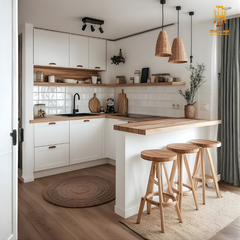 Tủ bếp hiện đại gỗ công nghiệp Hoàng Đạt - TBG015