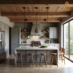 Tủ bếp hiện đại gỗ công nghiệp Hoàng Đạt - TBG016