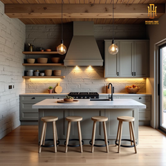 Tủ bếp hiện đại gỗ công nghiệp Hoàng Đạt - TBG016