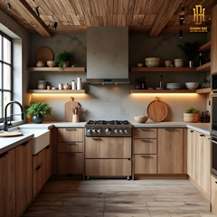 Tủ bếp hiện đại gỗ công nghiệp Hoàng Đạt - TBG017