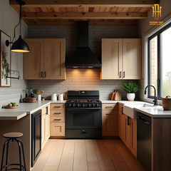 Tủ bếp hiện đại gỗ công nghiệp Hoàng Đạt - TBG017