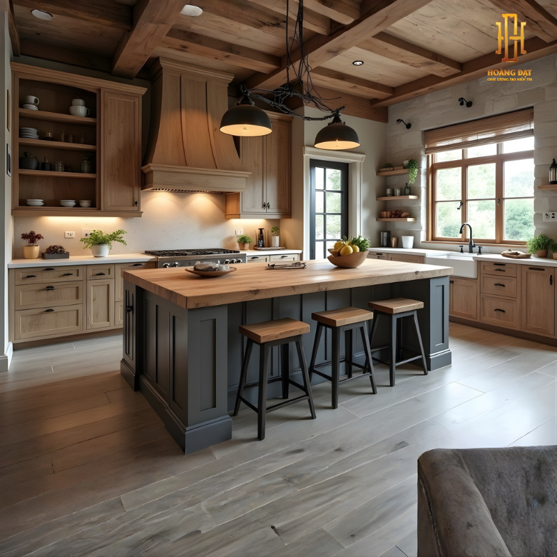 Tủ bếp hiện đại gỗ công nghiệp Hoàng Đạt - TBG018