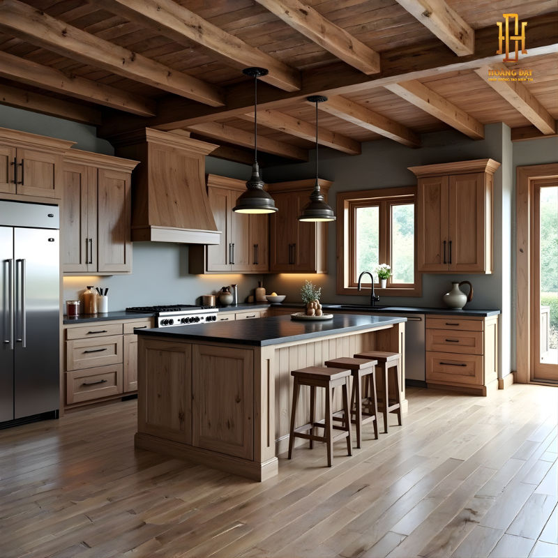 Tủ bếp hiện đại gỗ công nghiệp Hoàng Đạt - TBG018