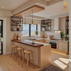 Tủ bếp hiện đại gỗ công nghiệp Hoàng Đạt - TBG019