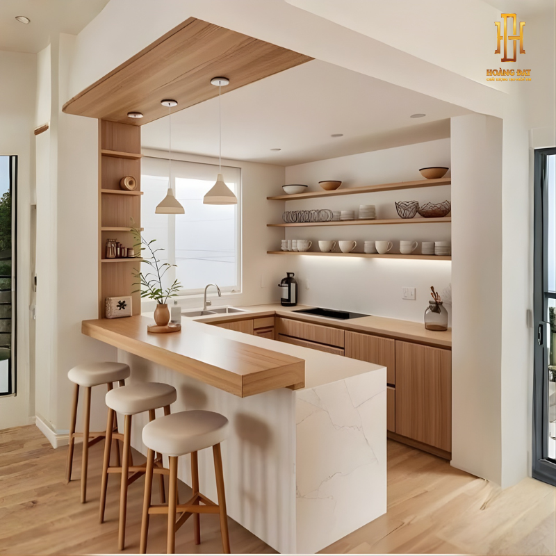 Tủ bếp hiện đại gỗ công nghiệp Hoàng Đạt - TBG019