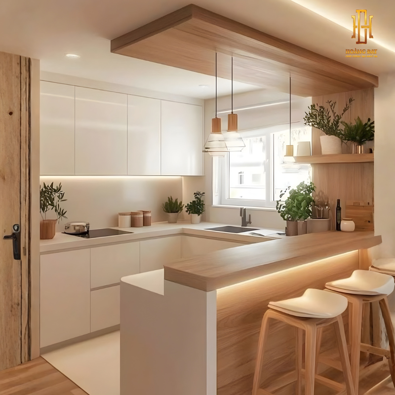 Tủ bếp hiện đại gỗ công nghiệp Hoàng Đạt - TBG019