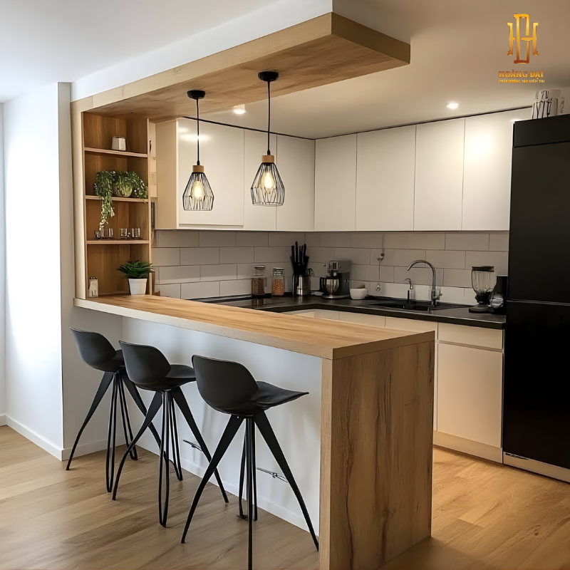 Tủ bếp hiện đại gỗ công nghiệp Hoàng Đạt - TBG019