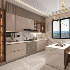 Tủ bếp hiện đại gỗ công nghiệp Hoàng Đạt - TBG020