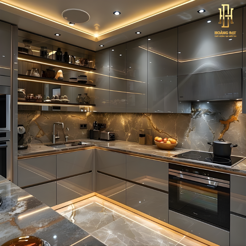 Tủ bếp hợp kim nhôm Hoàng Đạt - TBHK011