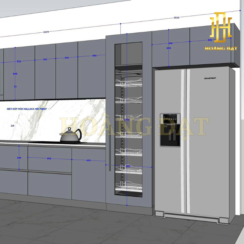 Tủ bếp nhựa cao cấp Hoàng Đạt - TBN014